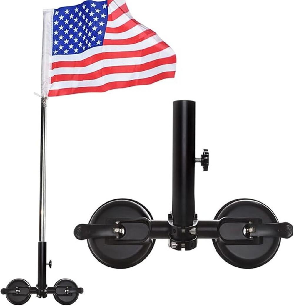 Universal Flagpole Holder Double Suction Cups Off-Road SUV, Truck Jeeps RV SUV